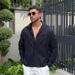 پیراهن لینن باکس ساده