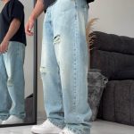 شلوار بگ زاپ دار bershka