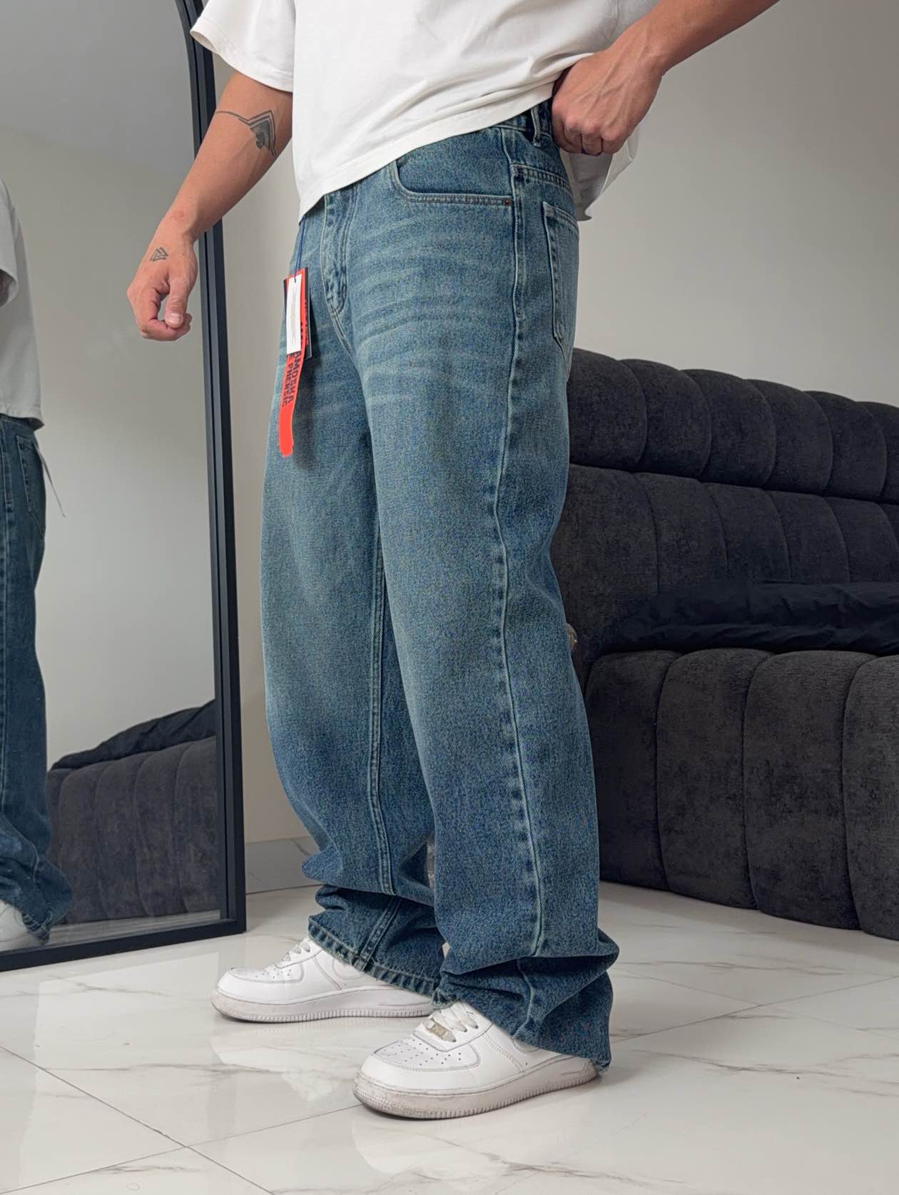IMG_9753 شلوار بگ Denim ابی سبز - Image 1