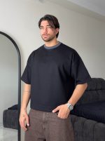 تیشرت بیسیک یقه دو رنگ - Image 3